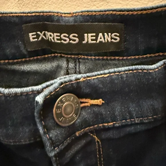 Express Barely Boot Mid Rise Dark Wash Indigo Denim Jeans 12R RN55285 - Picture 2 of 6